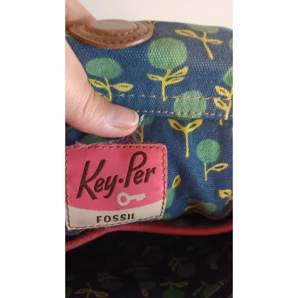 FOSSIL Key-per Coated Canvas Tote Handbag Floral Pattern Large HOBO PURSE